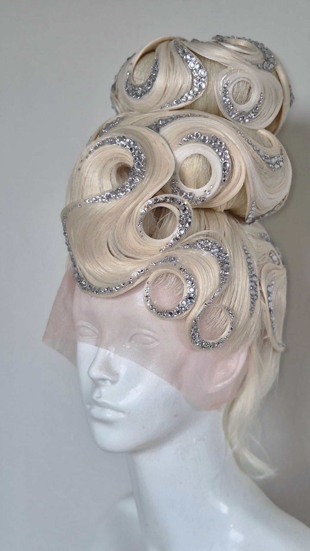 Platinum double bun updo- Clear crystal