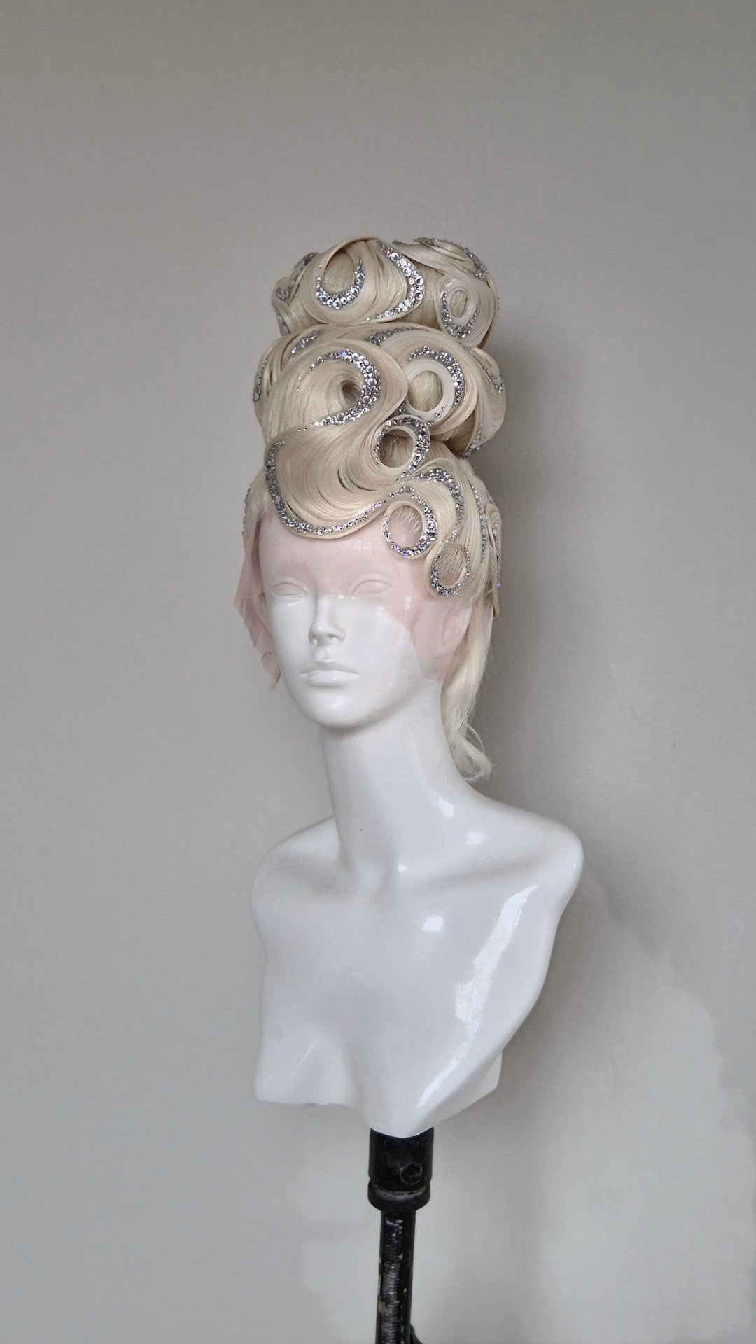 Platinum double bun updo- Clear crystal