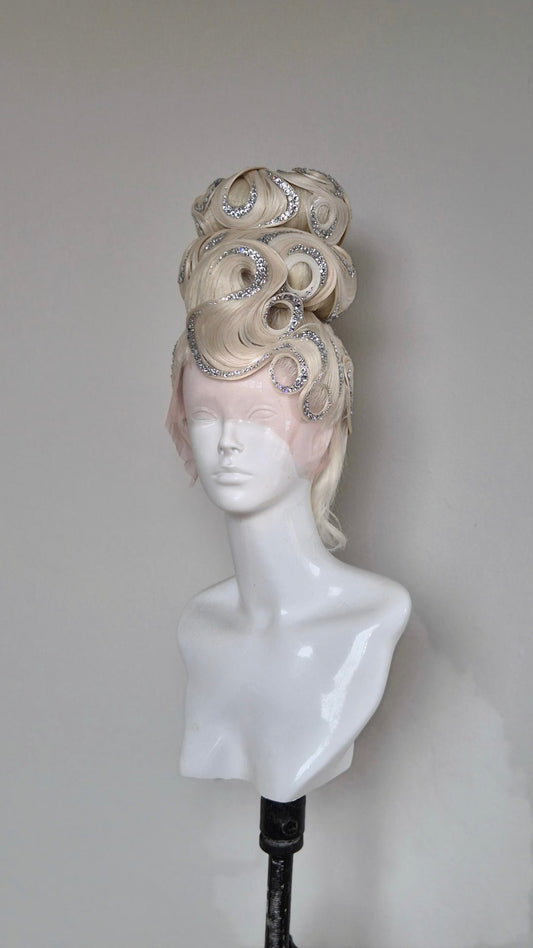 Platinum double bun updo- Clear crystal