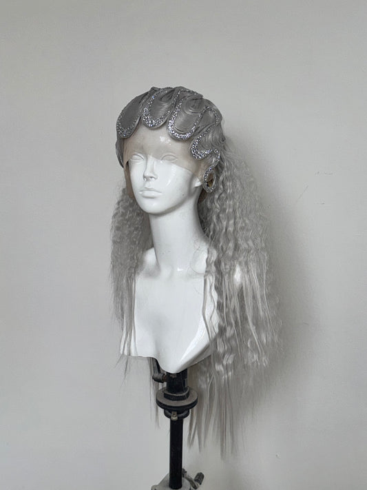 Silver fingerwave with clear crystal embellishment