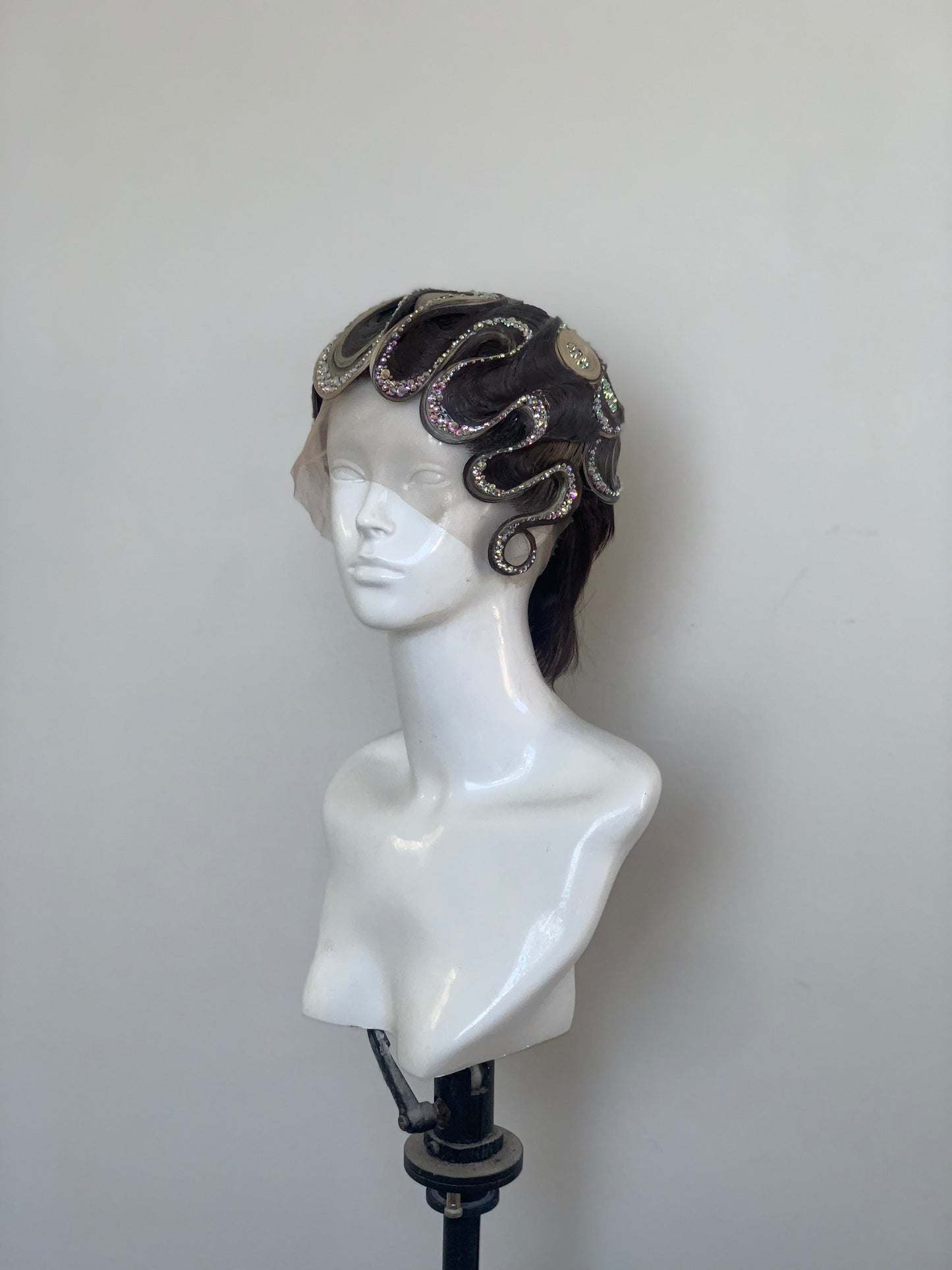 Brown& blonde fingerwave with AB crystal embellishment