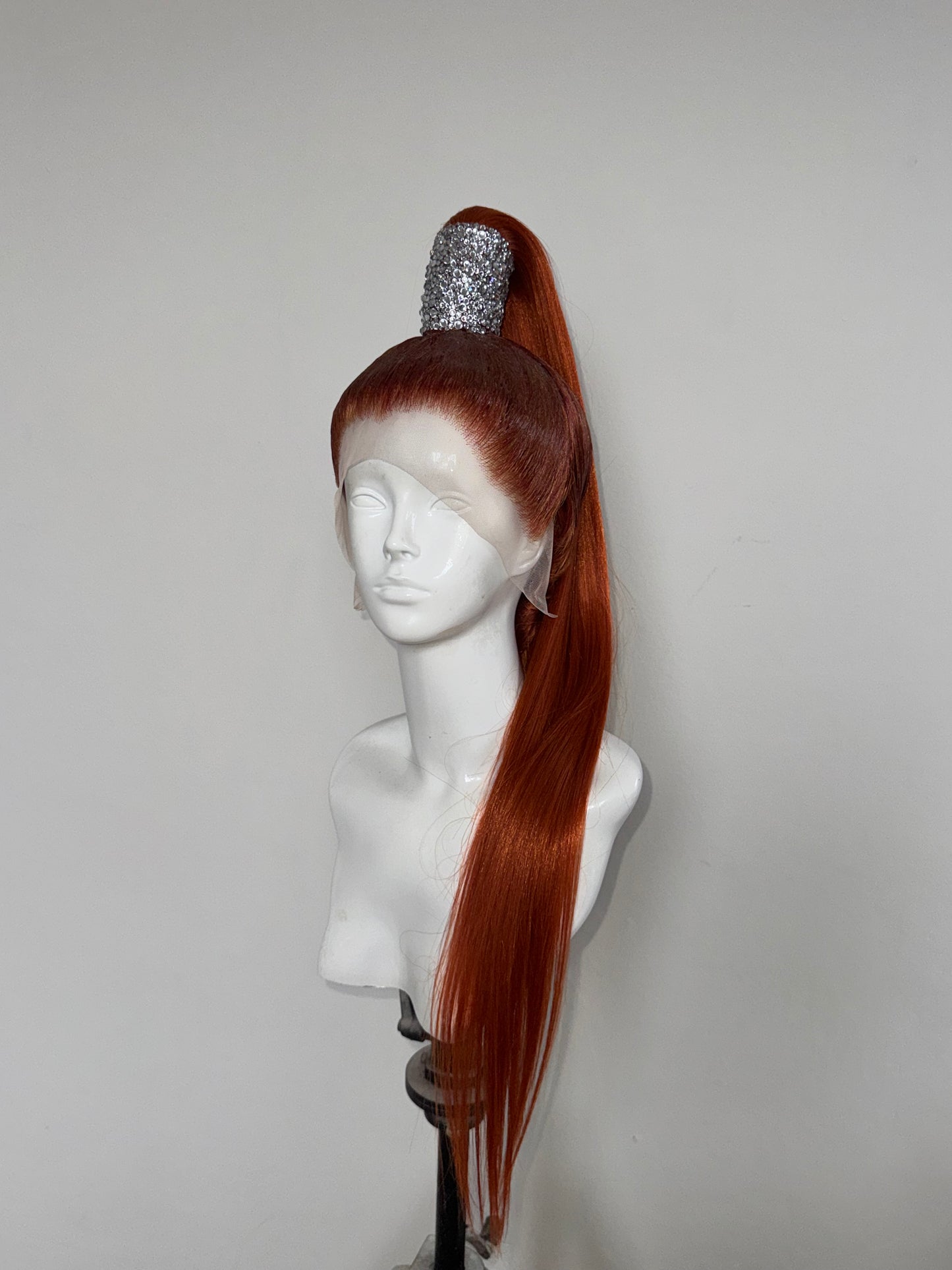 Copper high ponytail 30 inch, clear crystal.