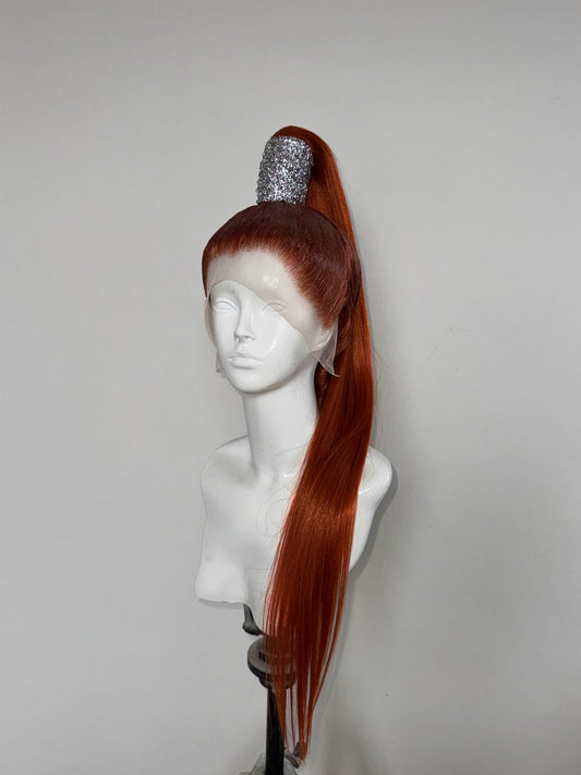 Copper high ponytail 30 inch, clear crystal.