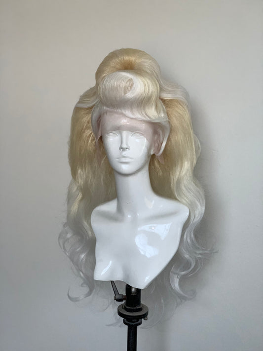 Multitonal blonde tease out- half up ponytail