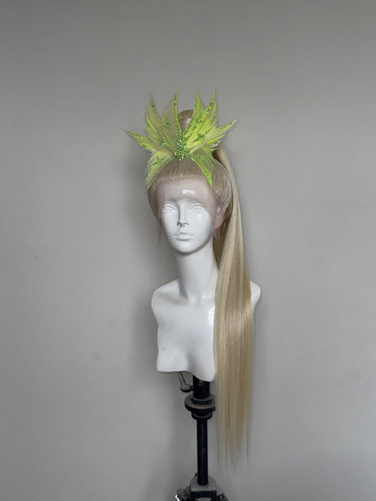 Platinum/Neon winged pony with neon AB crystal