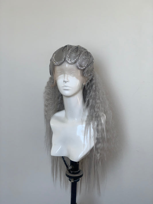 Silver fingerwave with clear crystal embellishment