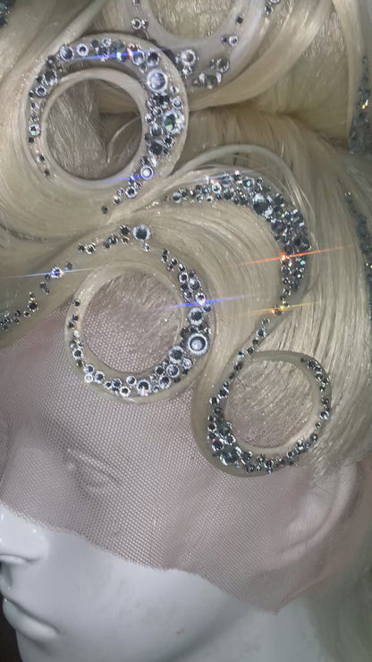 Platinum double bun updo- Clear crystal