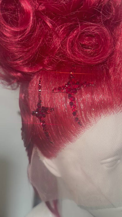 Red double stacked updo red Crystal